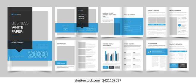 White Paper Template, Business White Paper Design, A4 Brochure, Company Profile