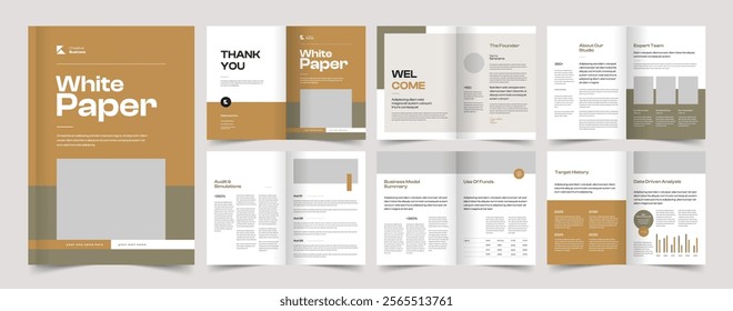 White Paper Template, Business White Paper Design, A4 Brochure, Company Profile