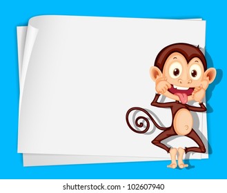 White paper template with a monkey cartoon