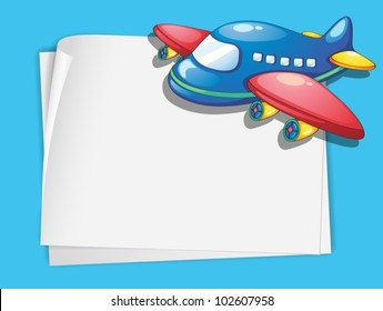 White paper template with a plane cartoon