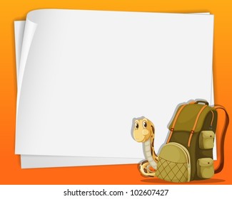 White paper template with snake and a backpack