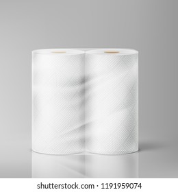 White paper towels in a package on a gray background. Vector illustration