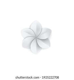 White paper tropical flowers composition with paper crafting goods image vector illustration