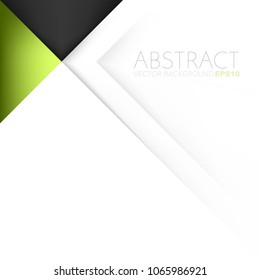 White paper vector background with green and black layer triangle element for design