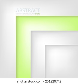 White paper vector background overlap layer with green line square angle paper and space for text and message modern artwork design 