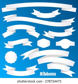 White paper vector retro ribbon banners and labels