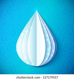 White paper vector water drop in origami style