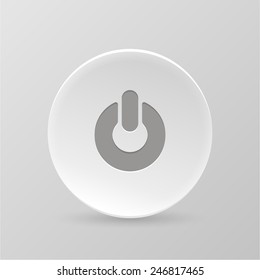 White paper web button. ON OFF. Isolated on a gray background. Vector illustration.