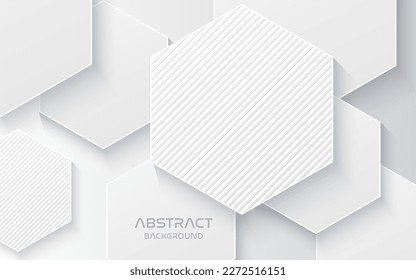 white papercut background. Vector 3d. Abstract geometric layered background. Paper shapes textured with hexagon. Minimalist cover design