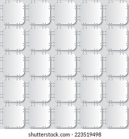 white papers attached with staples seamless pattern on light grey background. vector.