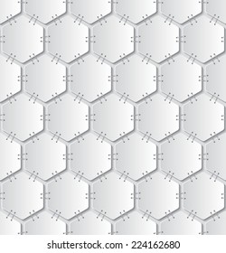 white papers attached with staples seamless pattern on light grey background. vector.