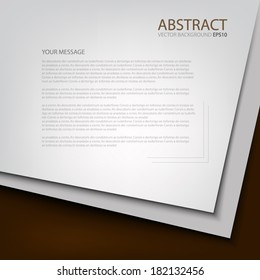 white papers background overlap on brown background for sample text and message note design , vector