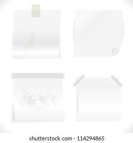 White Papers Collection. Set of Various White Note Papers.