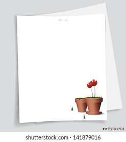 White papers, ready for your message. Vector illustration.