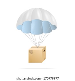 White Parachute With Cardboard Box