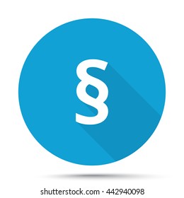 White Paragraph icon on blue button isolated on white