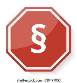 White Paragraph icon on red stop sign web app