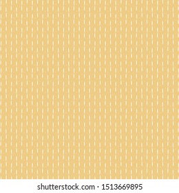 White, parallel and interrupted stripes on yellow background. Simple textile pattern. Paper. Cloth. Stitching. Wallpaper. Vector illustration.