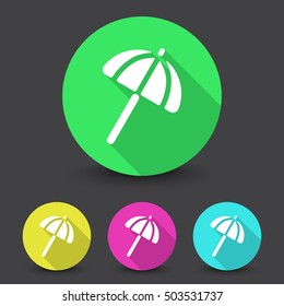 White Parasol icon in different colors set