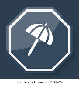 White Parasol icon on plum blue web app button