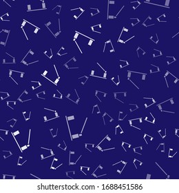 White Parking car barrier icon isolated seamless pattern on blue background. Street road stop border.  Vector Illustration
