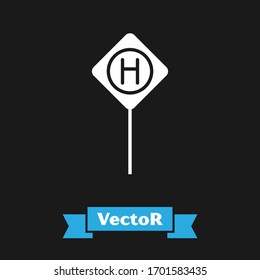 White Parking icon isolated on black background. Street road sign.  Vector Illustration