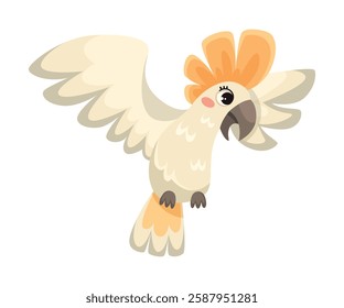 White Parrot Bird as Tropical Animal and Wild African Fauna Vector Illustration