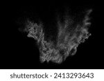 White particle wave on black background abstract dust powder line curve vector. Dynamic flow texture motion energy with scattered dispersion and luminous trail