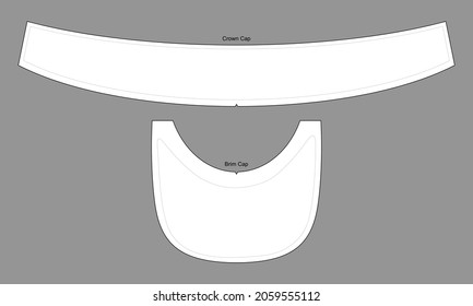 White Parts Patterns For Sun Visor Cap On Gray Background, Vector File.