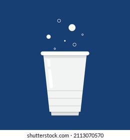White party cup isolated on red background, vector illustration. White beer cup vector. Beer pong.