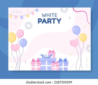White Party Photocall Template Hand Drawn Cartoon Background Vector Illustration