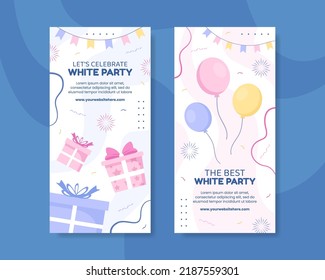 White Party Vertical Banner Template Hand Drawn Cartoon Background Vector Illustration