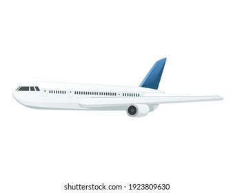 Ilustración del vector del avión de pasajeros blanco sobre fondo blanco