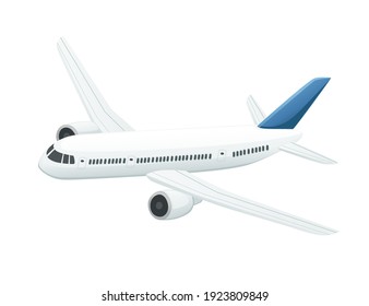 White passenger airplane vector illustration on white background