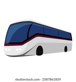 White passenger bus isolated on white background. Comfortable tourist bus, international passenger transportation. Vector