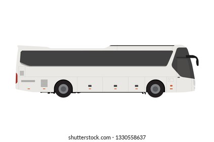 White passenger bus vector illustration on white isolated background side view