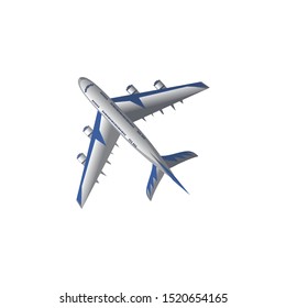 White passenger plane bottom view vector illustration