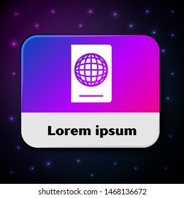 White Passport with biometric data icon isolated on black background. Identification Document. Rectangle color button. Vector Illustration