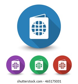 White Passport icon in different colors set