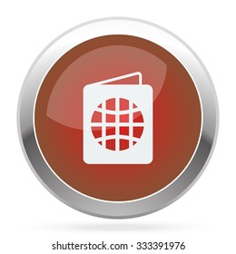 White Passport icon on red web app button