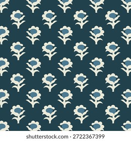 Weiße Paste Blumenblock Print Booti indischen traditionellen 