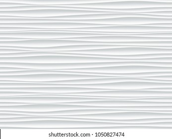 White pattern background with seamless wave wall texture. Vector modern ripple interior decoration. Seamless 3d geometry design