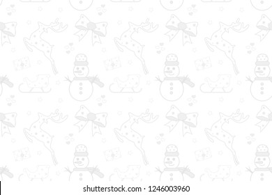 white pattern of elements for the new year. Christmas decorations. 