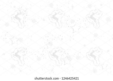 white pattern of elements for the new year. Christmas decorations. 