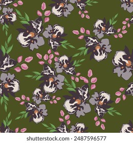 Naturaleza de patrón blanco. Pintura sin costuras amarilla. Naturaleza tropical gris. Fondo de pantalla Textil