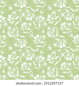 Naturaleza de patrón blanco. Pintura sin costuras amarilla. Naturaleza tropical gris. Textil de Fondo de pantalla