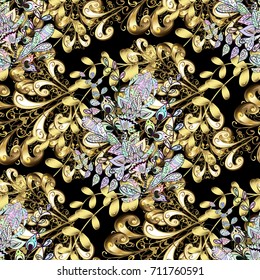 White pattern on a black background with white elements. Luxury, royal and Victorian concept. Ornate decoration. Vector vintage baroque floral seamless pattern in white.