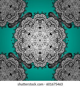 White pattern on blue background with white elements. Seamless classic white pattern. Vector traditional orient ornament.