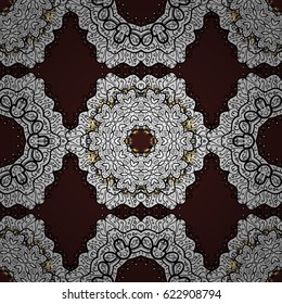 White pattern on brown background with white elements. 