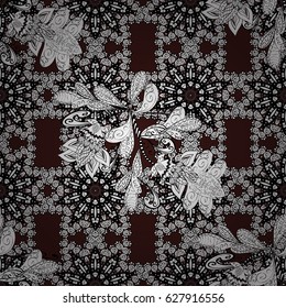 White pattern on brown background with white elements. White pattern. Vector oriental ornament.